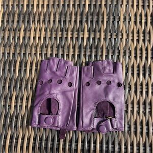 Purple Leather Fingerless Gloves